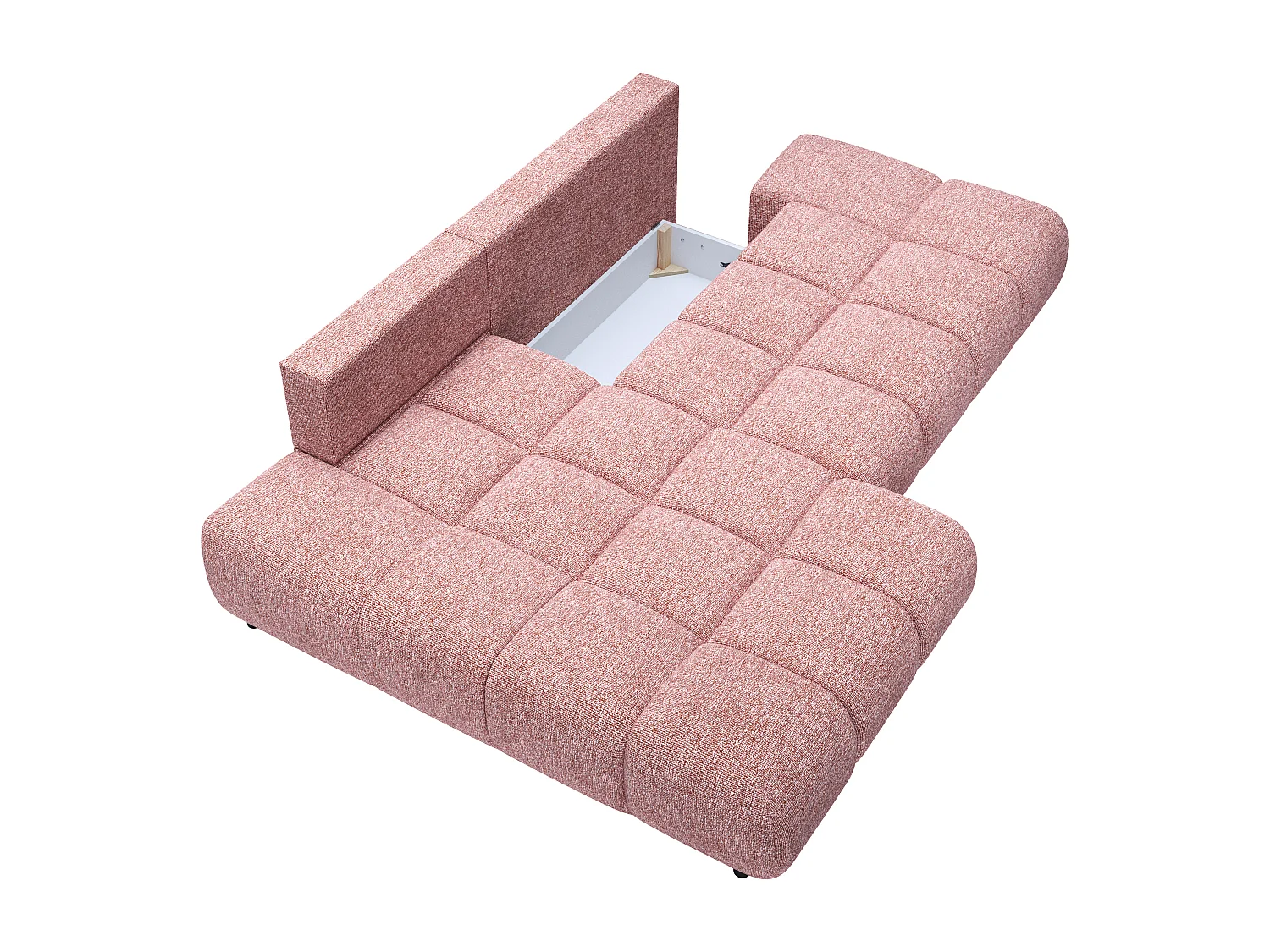 Canapé d'angle gauche ouvert convertible en tissu texturé rose JOCIMA