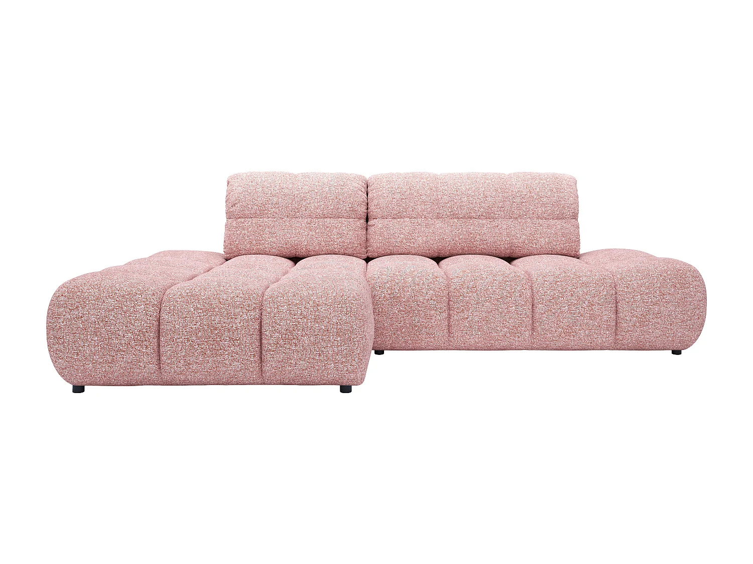 Canapé d'angle gauche ouvert convertible en tissu texturé rose JOCIMA