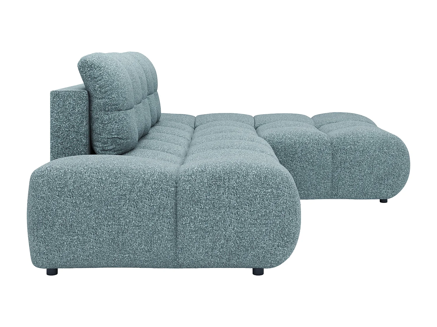 Canapé d'angle droit convertible en tissu texturé bleu gris JOCIMA