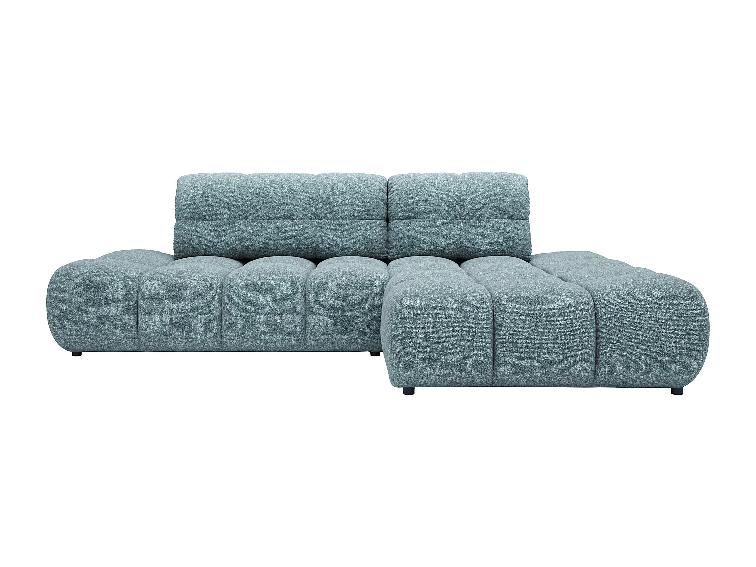 Canapé d'angle droit convertible en tissu texturé bleu gris JOCIMA