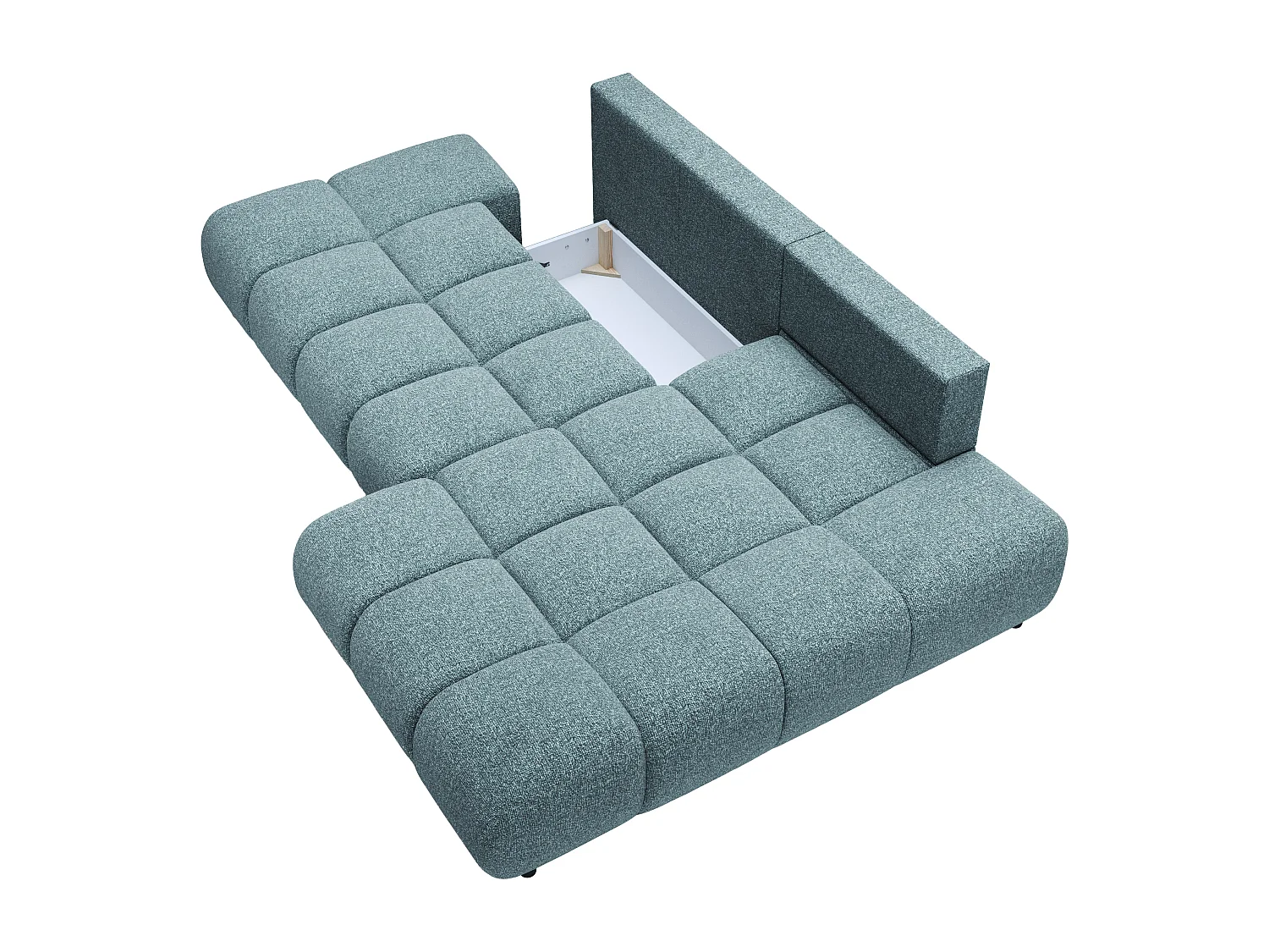 Canapé d'angle droit convertible en tissu texturé bleu gris JOCIMA