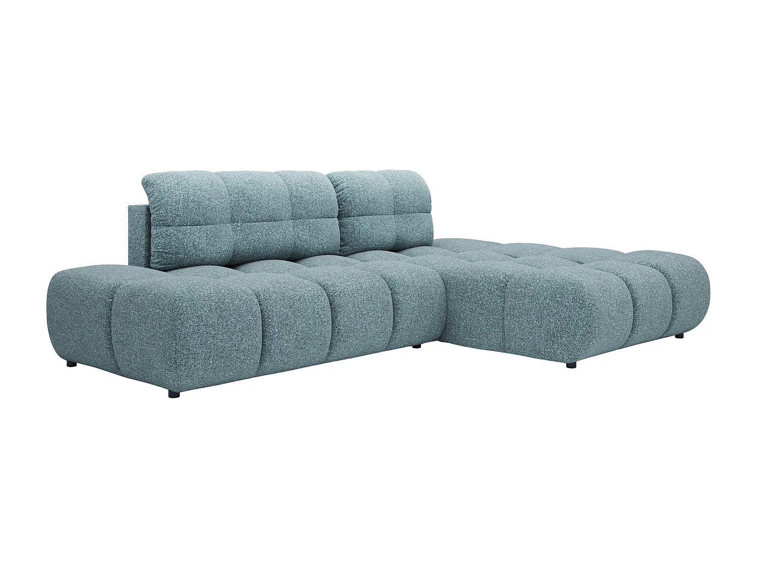 Canapé d'angle droit convertible en tissu texturé bleu gris JOCIMA