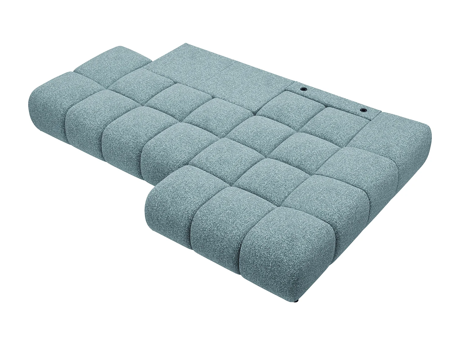 Canapé d'angle droit convertible en tissu texturé bleu gris JOCIMA