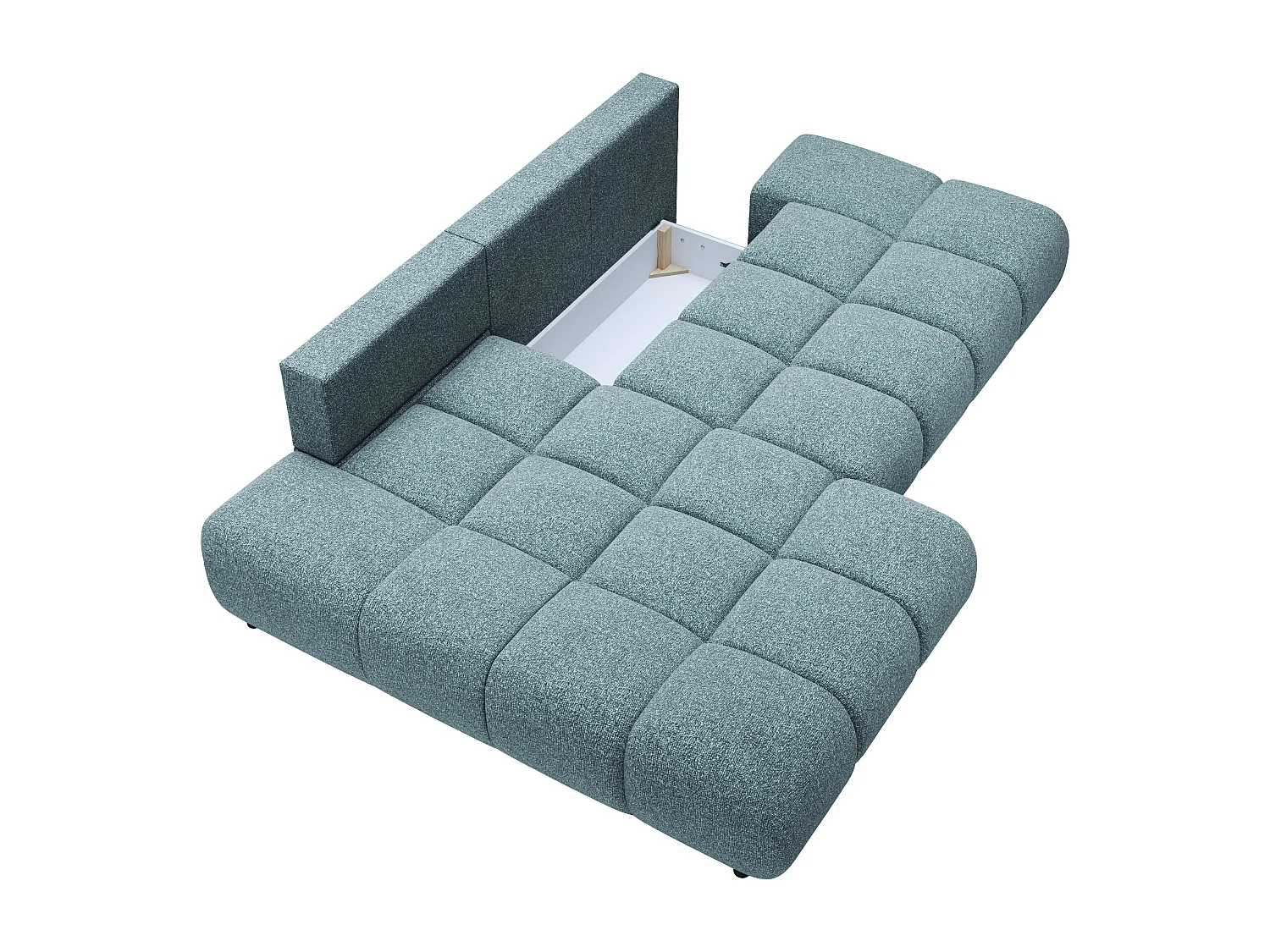 Canapé d'angle gauche  convertible en tissu texturé bleu gris JOCIMA