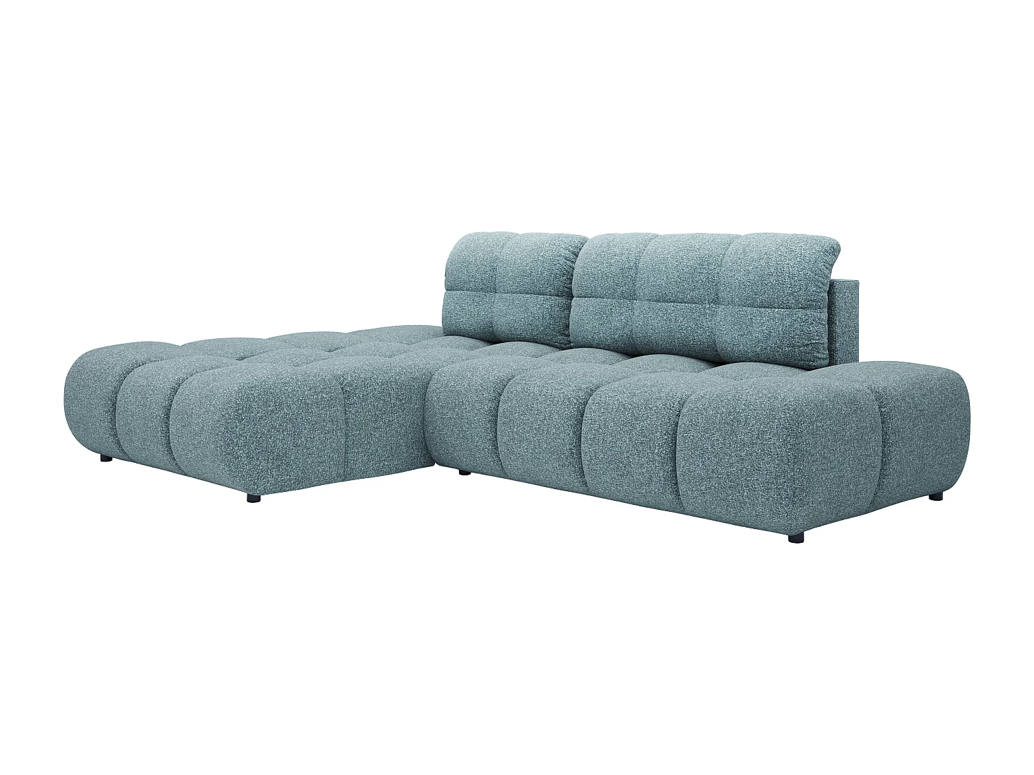 Canapé d'angle gauche  convertible en tissu texturé bleu gris JOCIMA