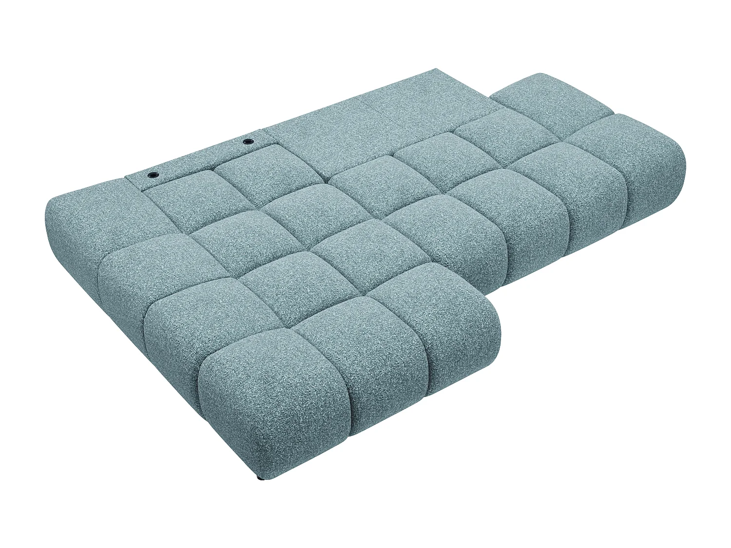 Canapé d'angle gauche  convertible en tissu texturé bleu gris JOCIMA