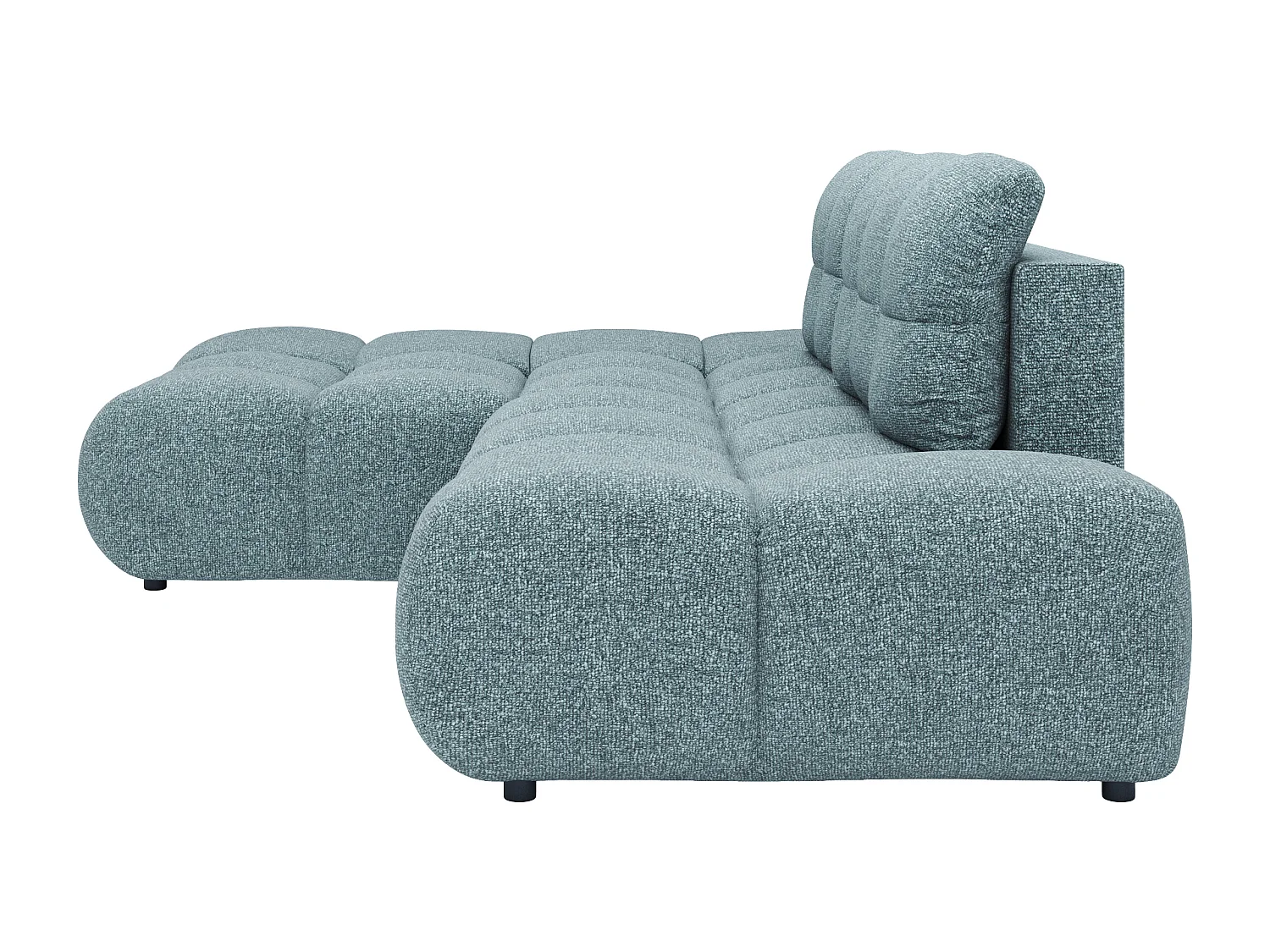 Canapé d'angle gauche  convertible en tissu texturé bleu gris JOCIMA