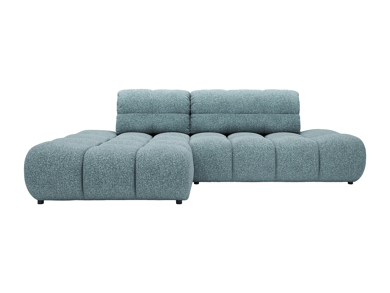 Canapé d'angle gauche  convertible en tissu texturé bleu gris JOCIMA