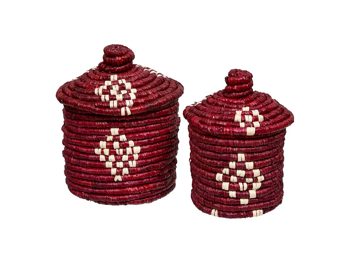 Lot de 2 Paniers en Paille "Sien" 34cm Terracotta