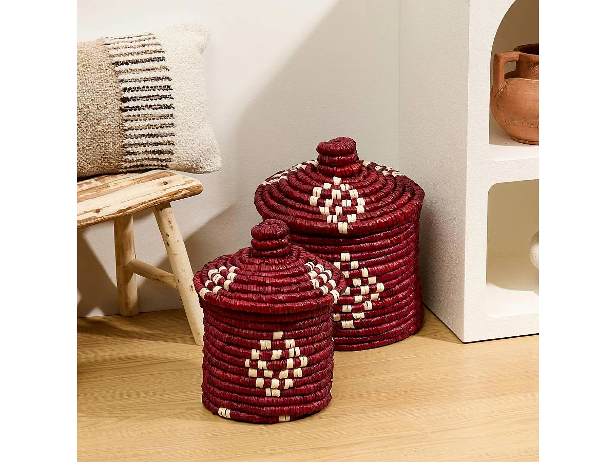 Lot de 2 Paniers en Paille "Sien" 34cm Terracotta