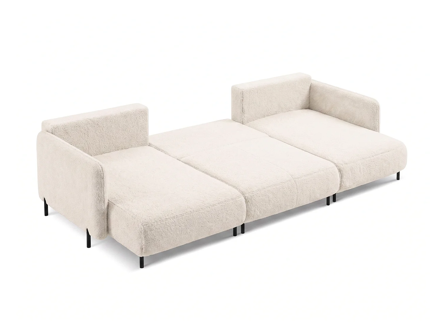 Canapé d'angle réversible 5 places FONII U convertible en tissu teddy bouclé - blanc