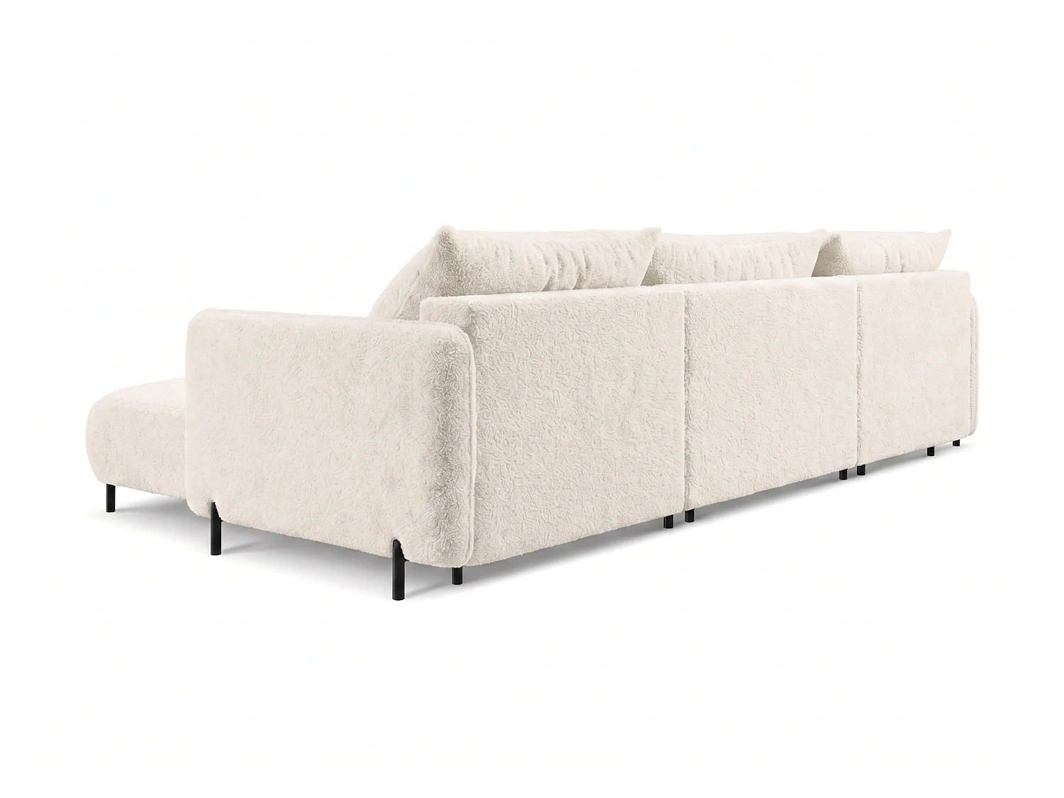 Canapé d'angle réversible 5 places FONII U convertible en tissu teddy bouclé - blanc
