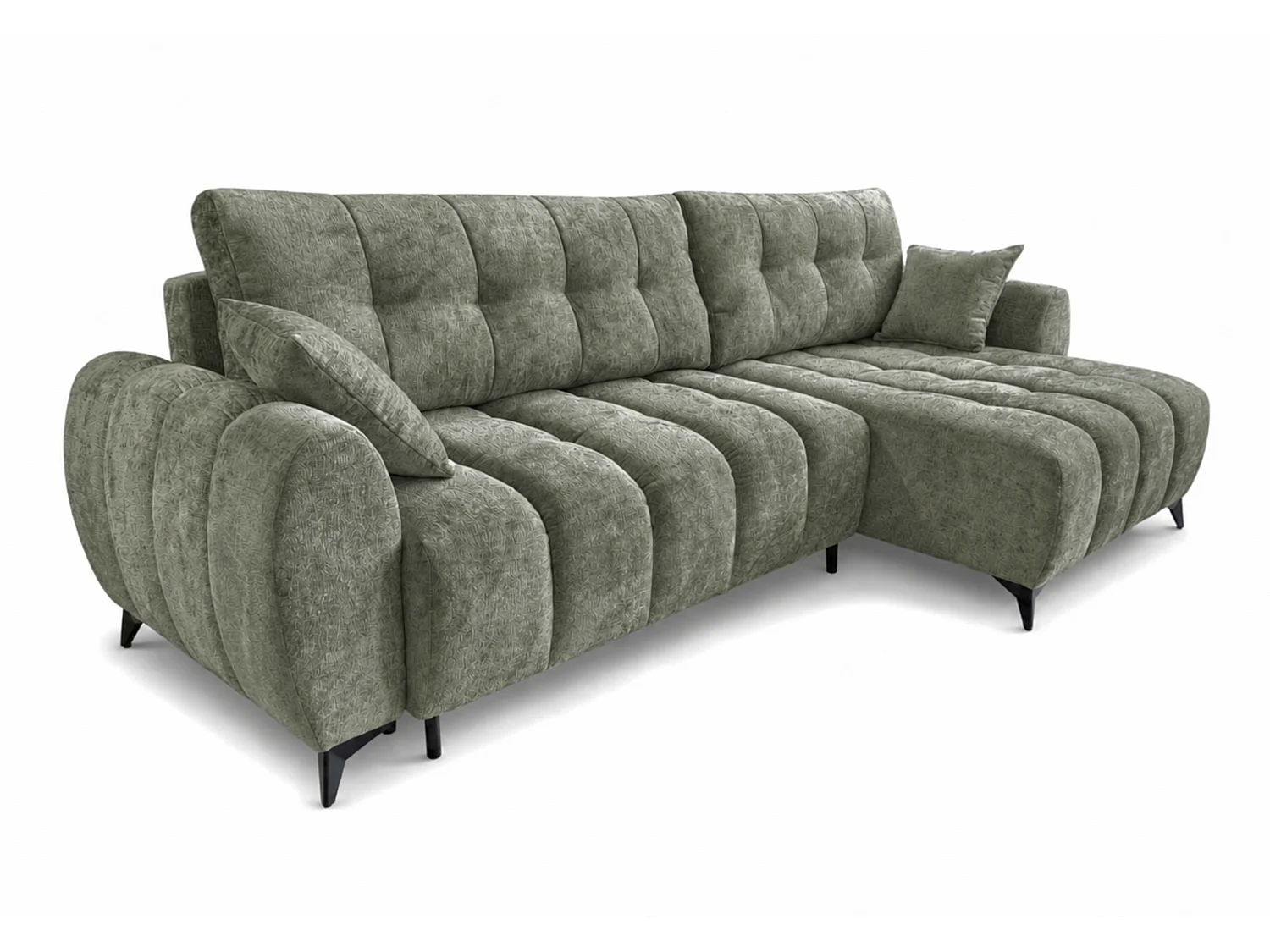 Canapé d'angle réversible 5 places CERVO XL convertible en tissu doux et délicat - vert