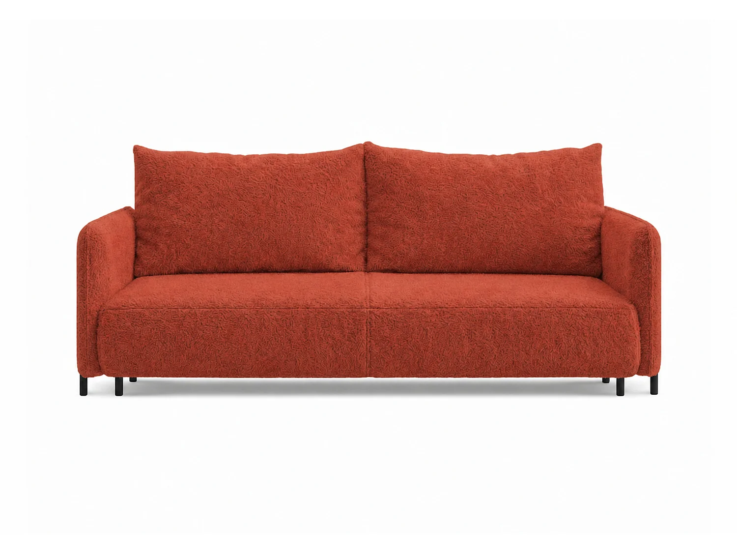 Canapé droit 3 places FONII convertible en tissu teddy bouclé - cuivré