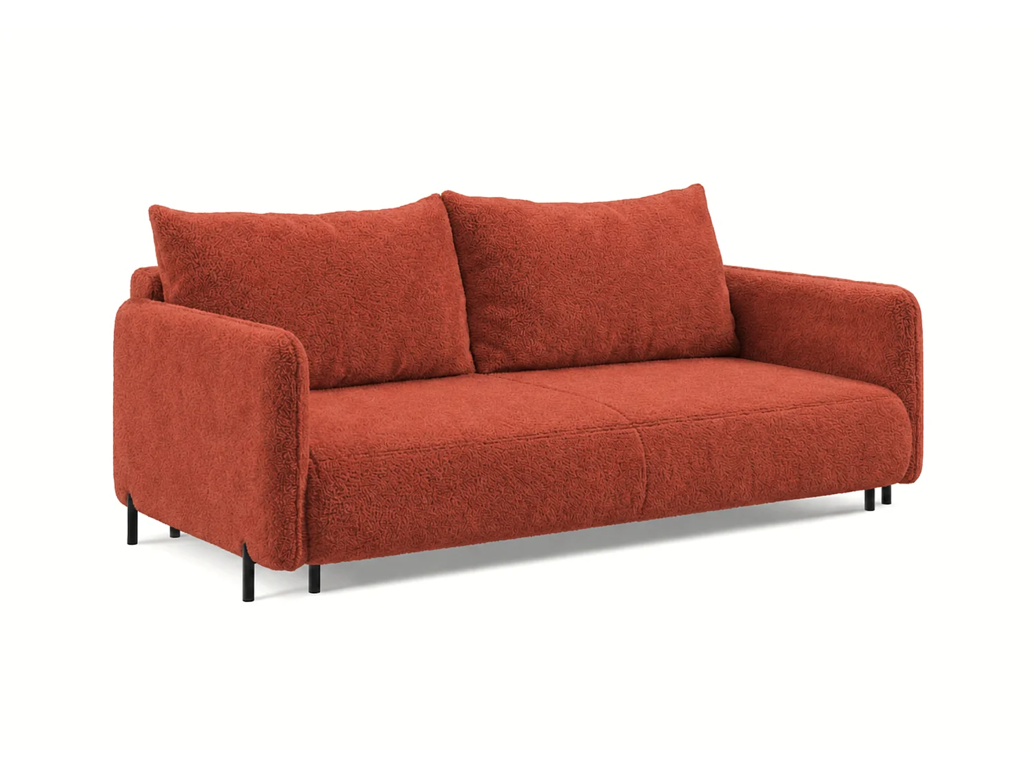 Canapé droit 3 places FONII convertible en tissu teddy bouclé - cuivré