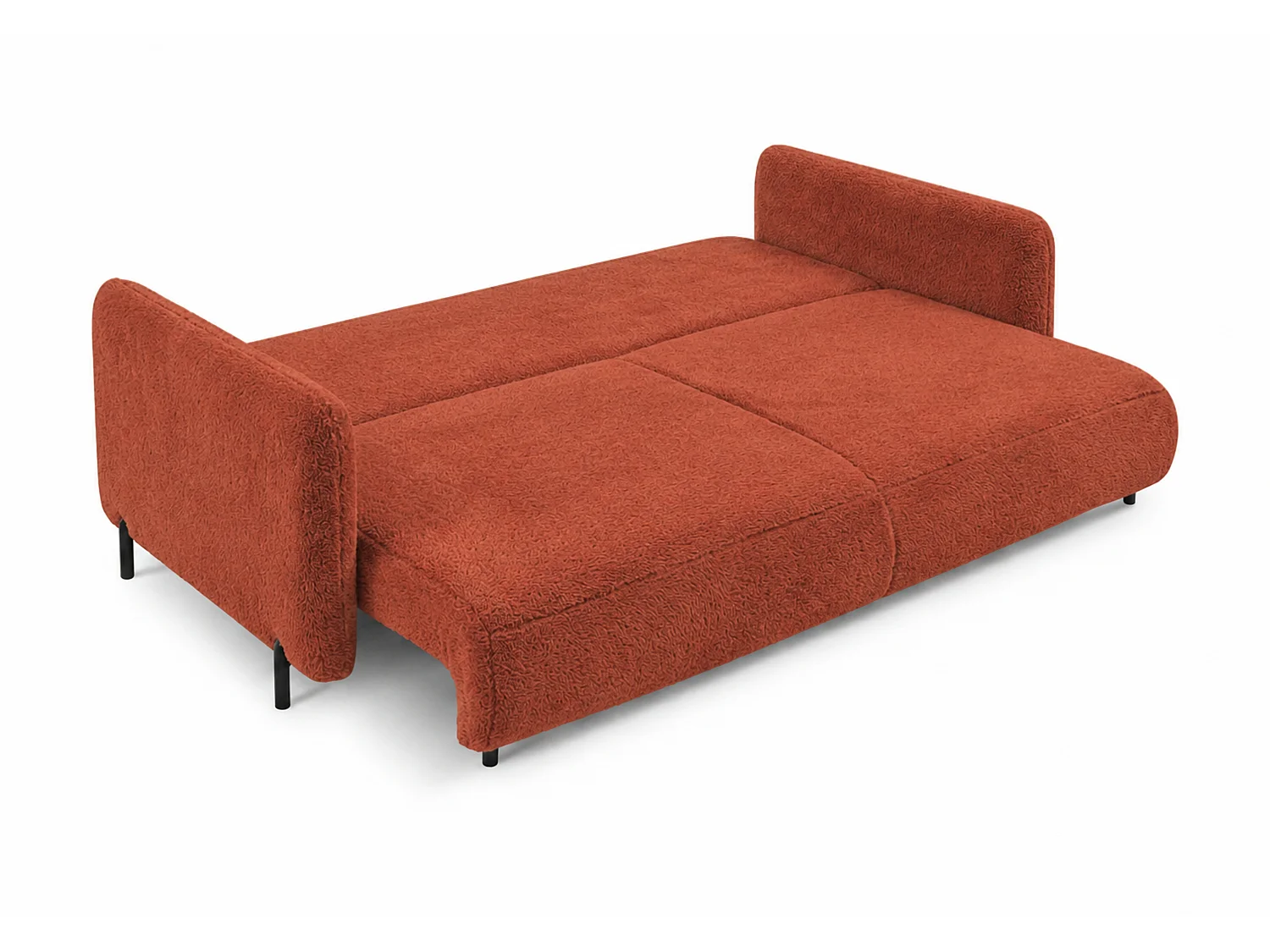Canapé droit 3 places FONII convertible en tissu teddy bouclé - cuivré