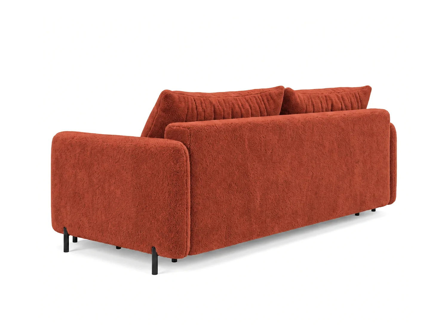 Canapé droit 3 places FONII convertible en tissu teddy bouclé - cuivré