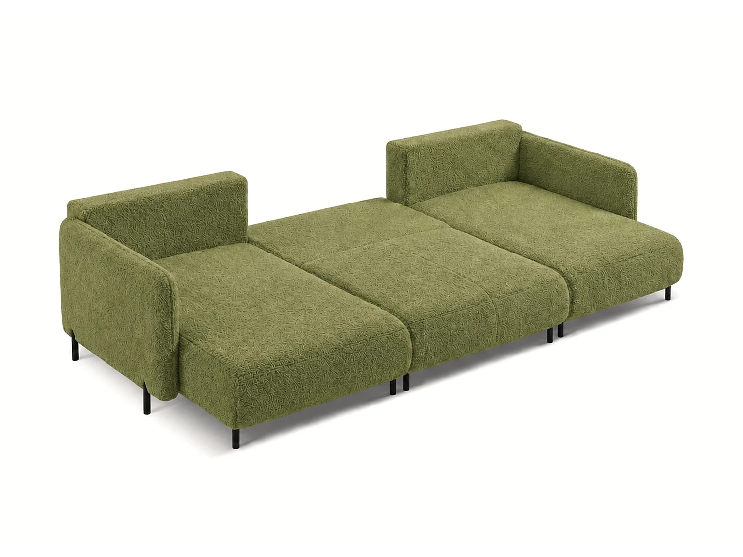 Canapé d'angle réversible 5 places FONII U convertible en tissu teddy bouclé - vert bouteille