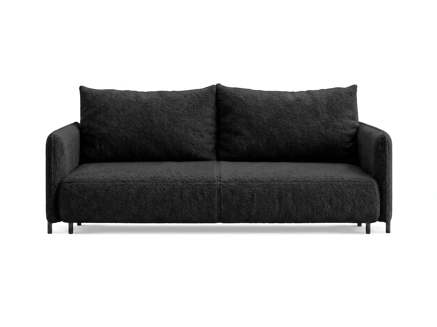 Canapé droit 3 places FONII convertible en tissu teddy bouclé - noir
