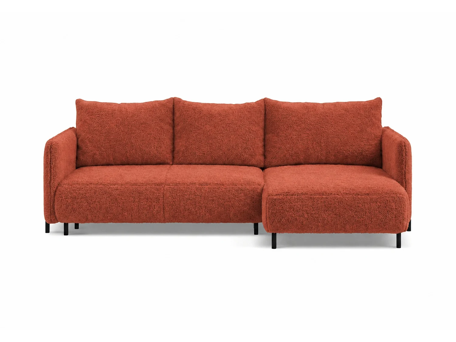 FONII XL omkeerbare 4-zits hoekbank met slaapfunctie, bekleed met koper teddy bouclé stof