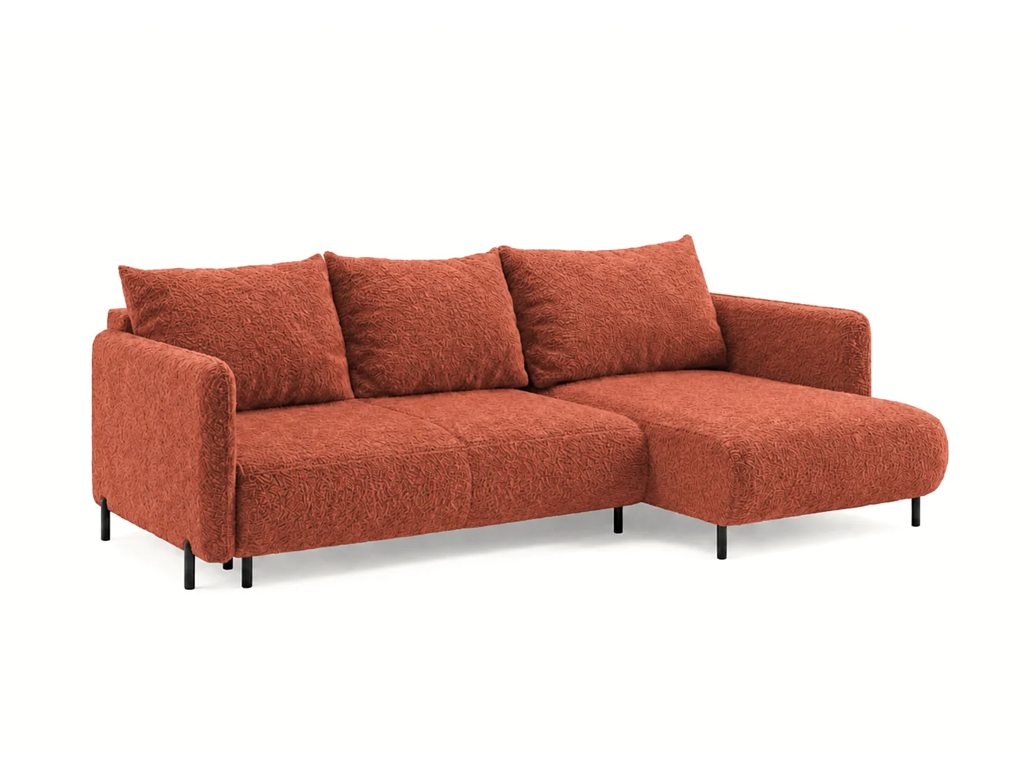 FONII XL omkeerbare 4-zits hoekbank met slaapfunctie, bekleed met koper teddy bouclé stof
