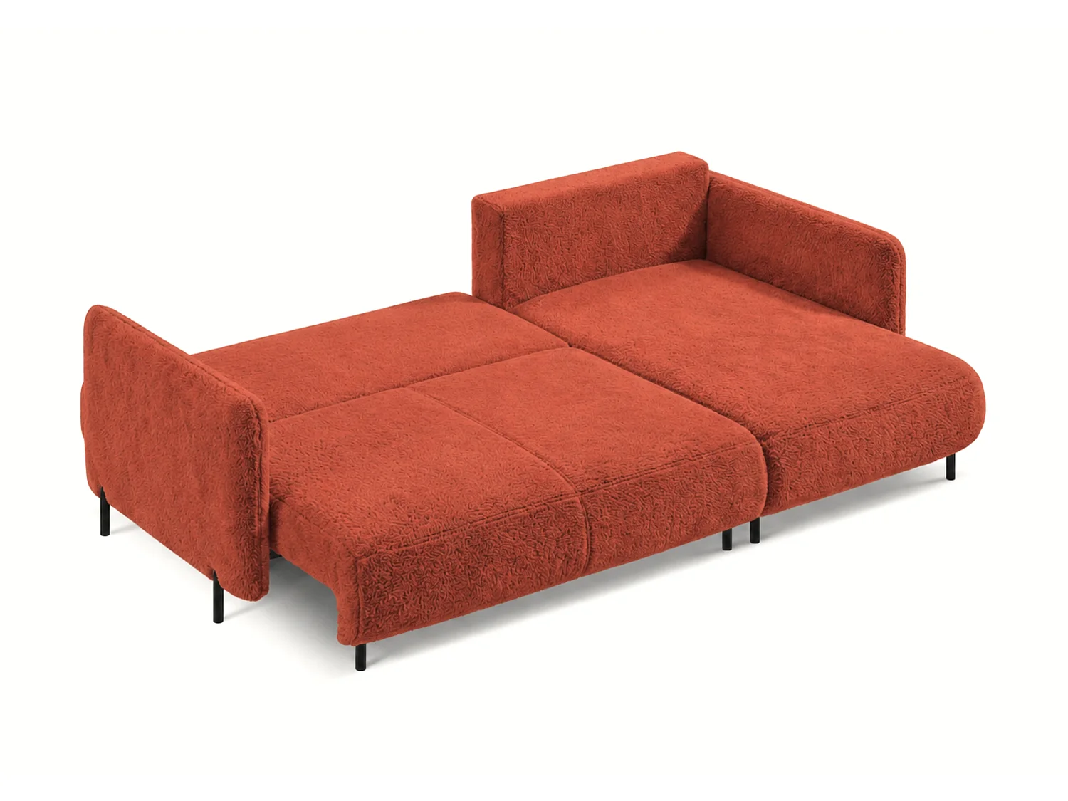 FONII XL omkeerbare 4-zits hoekbank met slaapfunctie, bekleed met koper teddy bouclé stof