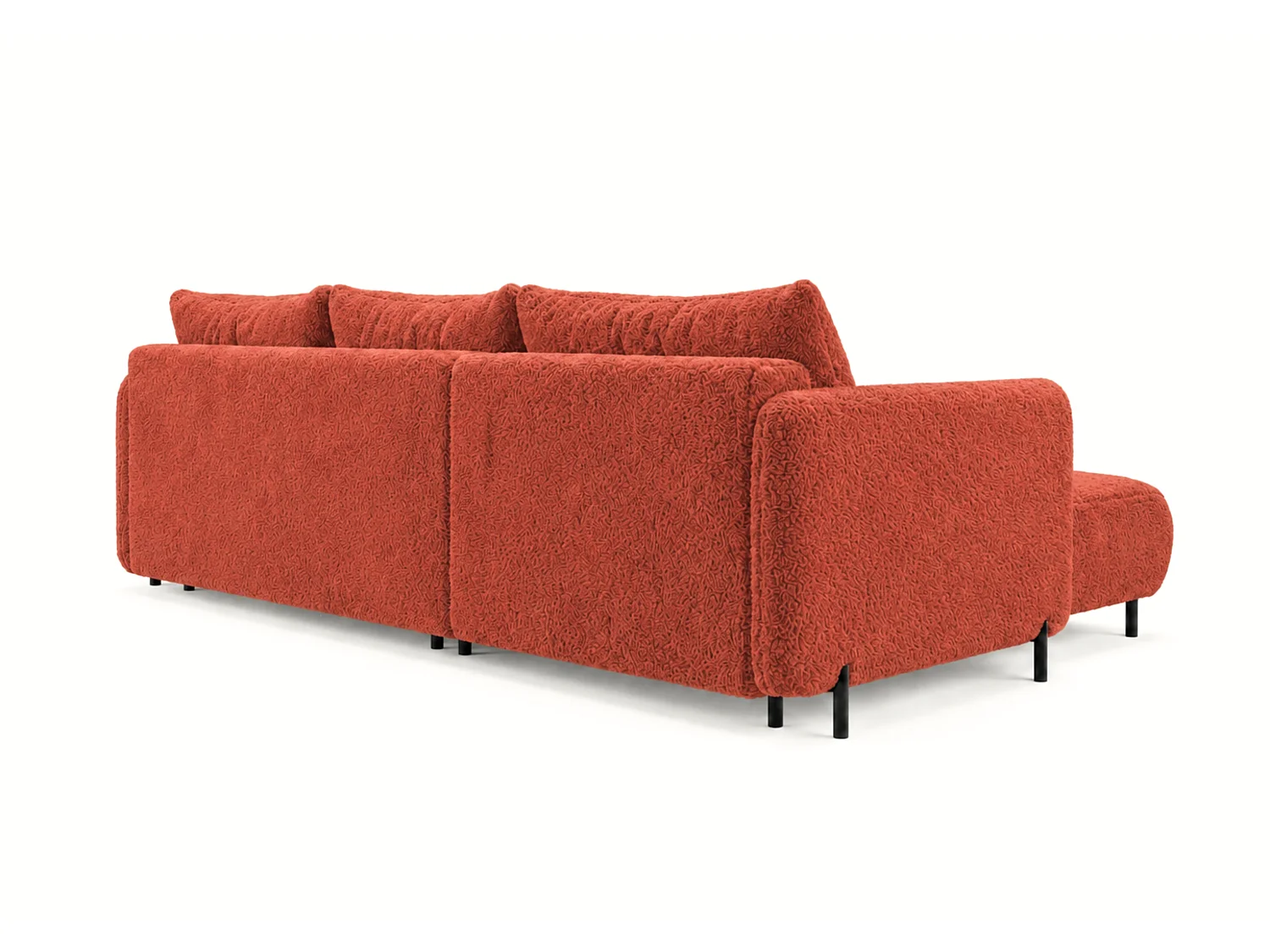FONII XL omkeerbare 4-zits hoekbank met slaapfunctie, bekleed met koper teddy bouclé stof