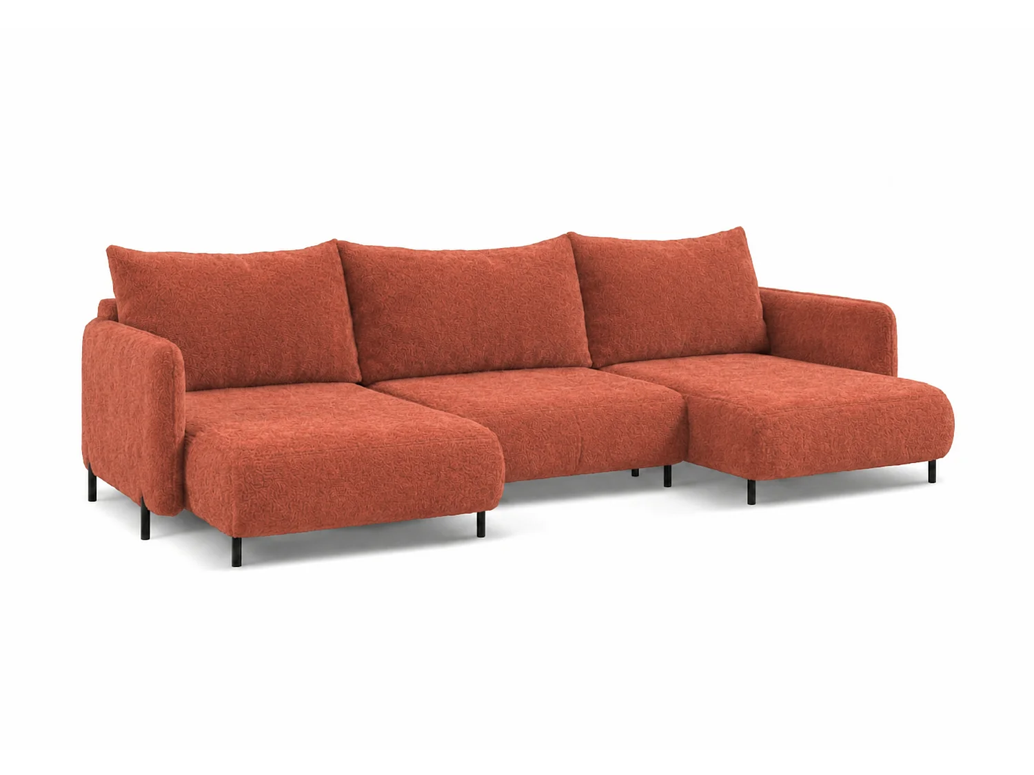 Canapé d'angle réversible 5 places FONII U convertible en tissu teddy bouclé - cuivré