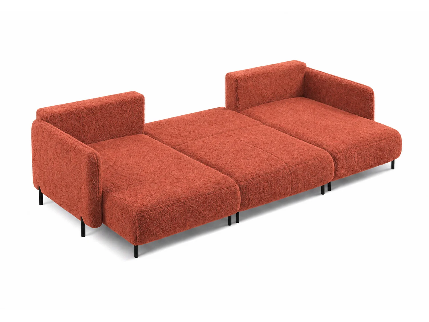 Canapé d'angle réversible 5 places FONII U convertible en tissu teddy bouclé - cuivré