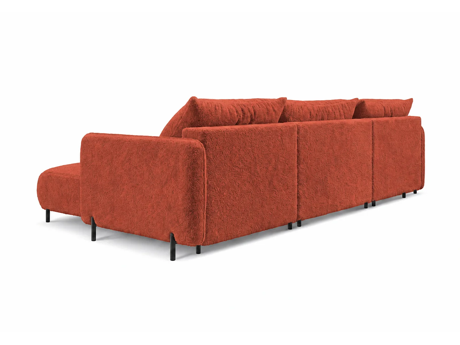 Canapé d'angle réversible 5 places FONII U convertible en tissu teddy bouclé - cuivré