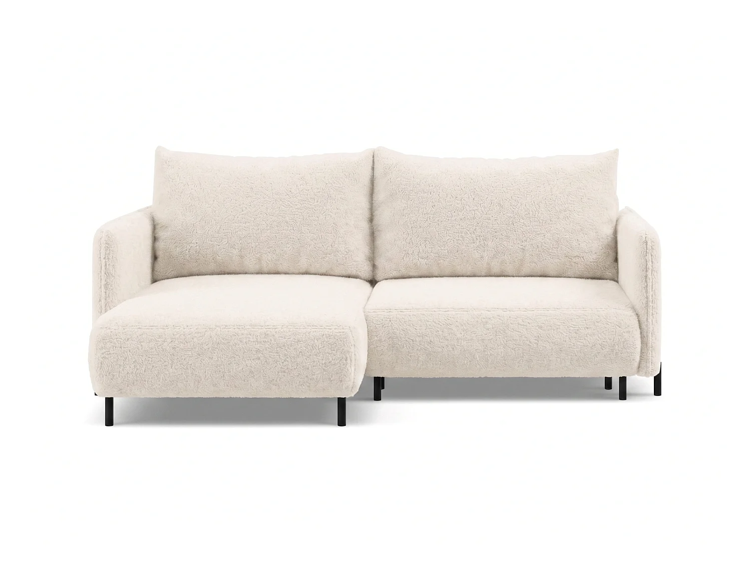 Canapé d'angle réversible 3 places FONII L convertible en tissu teddy bouclé - blanc