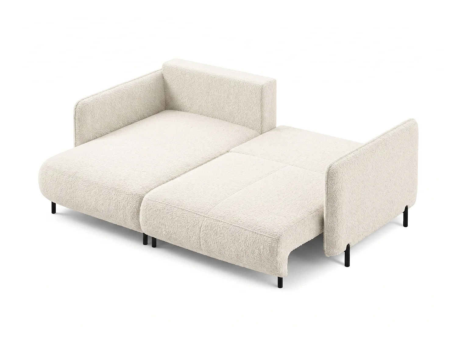 Canapé d'angle réversible 3 places FONII L convertible en tissu teddy bouclé - blanc