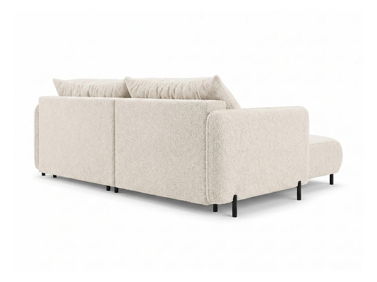 Canapé d'angle réversible 3 places FONII L convertible en tissu teddy bouclé - blanc