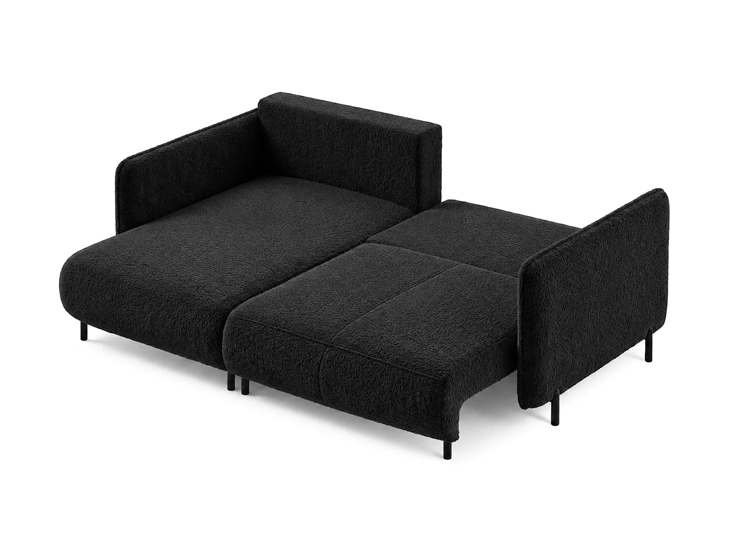 Canapé d'angle réversible 3 places FONII L convertible en tissu teddy bouclé - noir