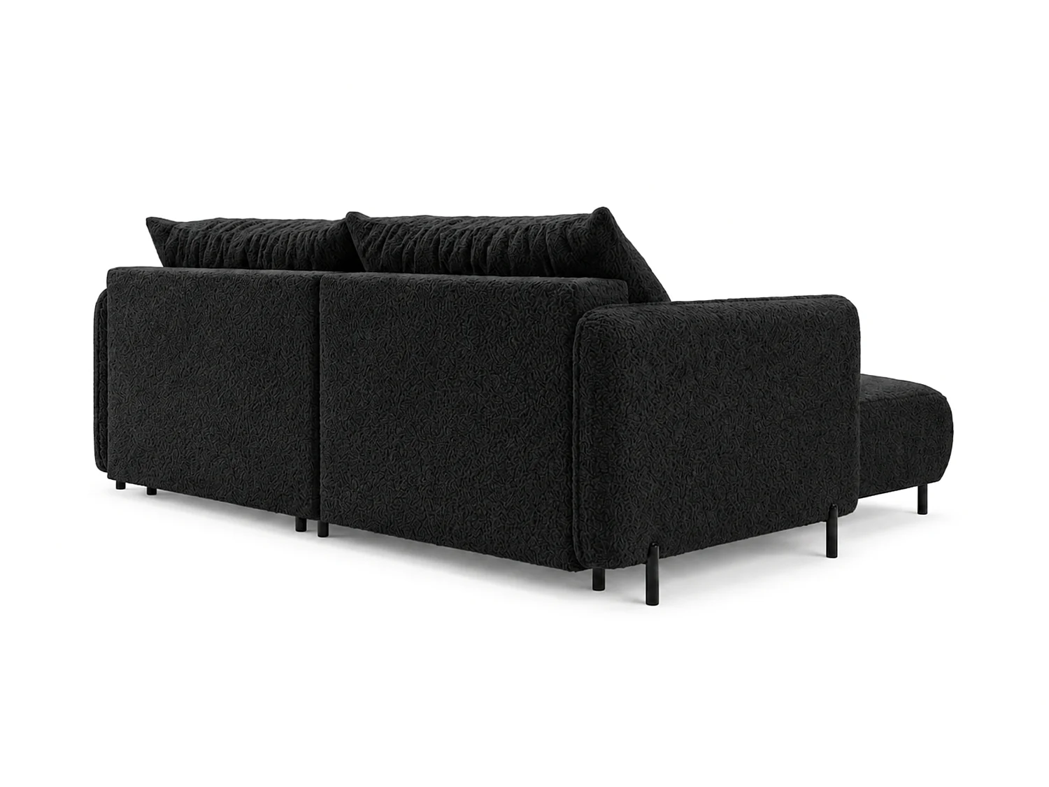 Canapé d'angle réversible 3 places FONII L convertible en tissu teddy bouclé - noir