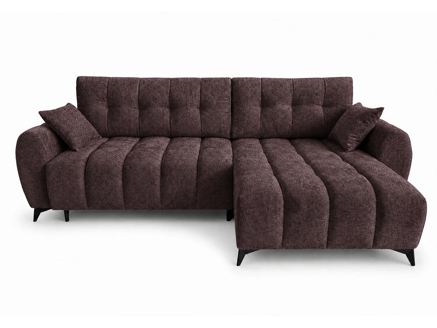 Canapé d'angle réversible 5 places CERVO XL convertible en tissu doux et délicat - brun chocolat