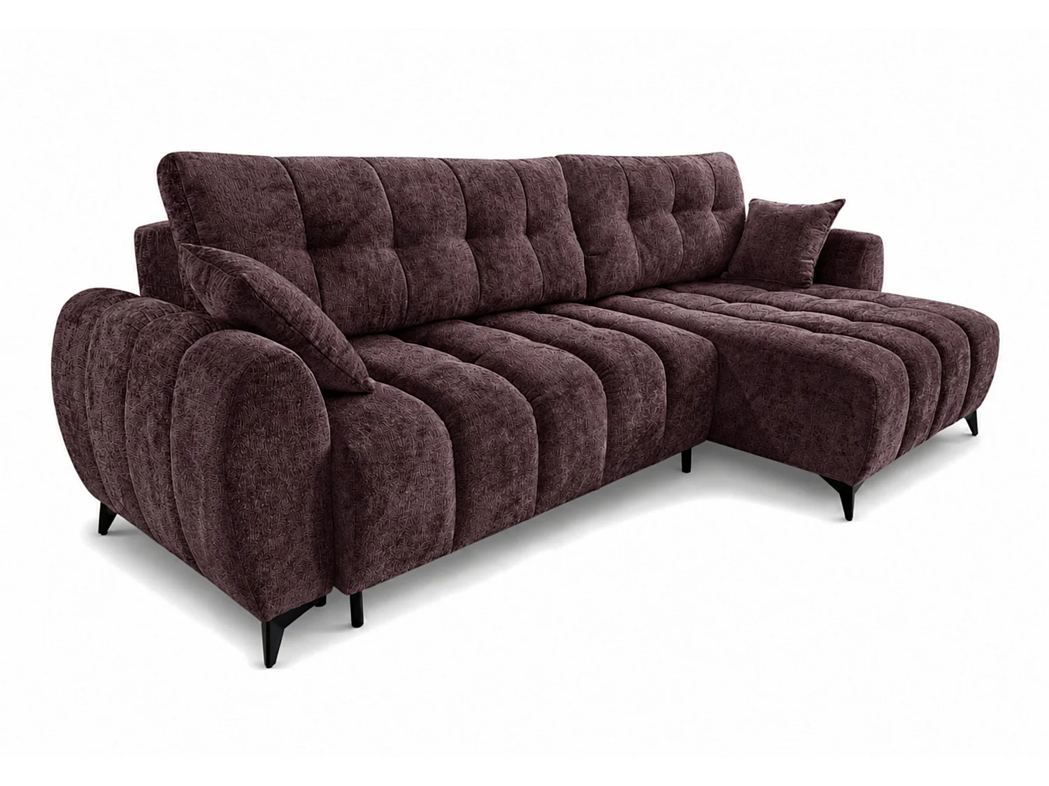 Canapé d'angle réversible 5 places CERVO XL convertible en tissu doux et délicat - brun chocolat