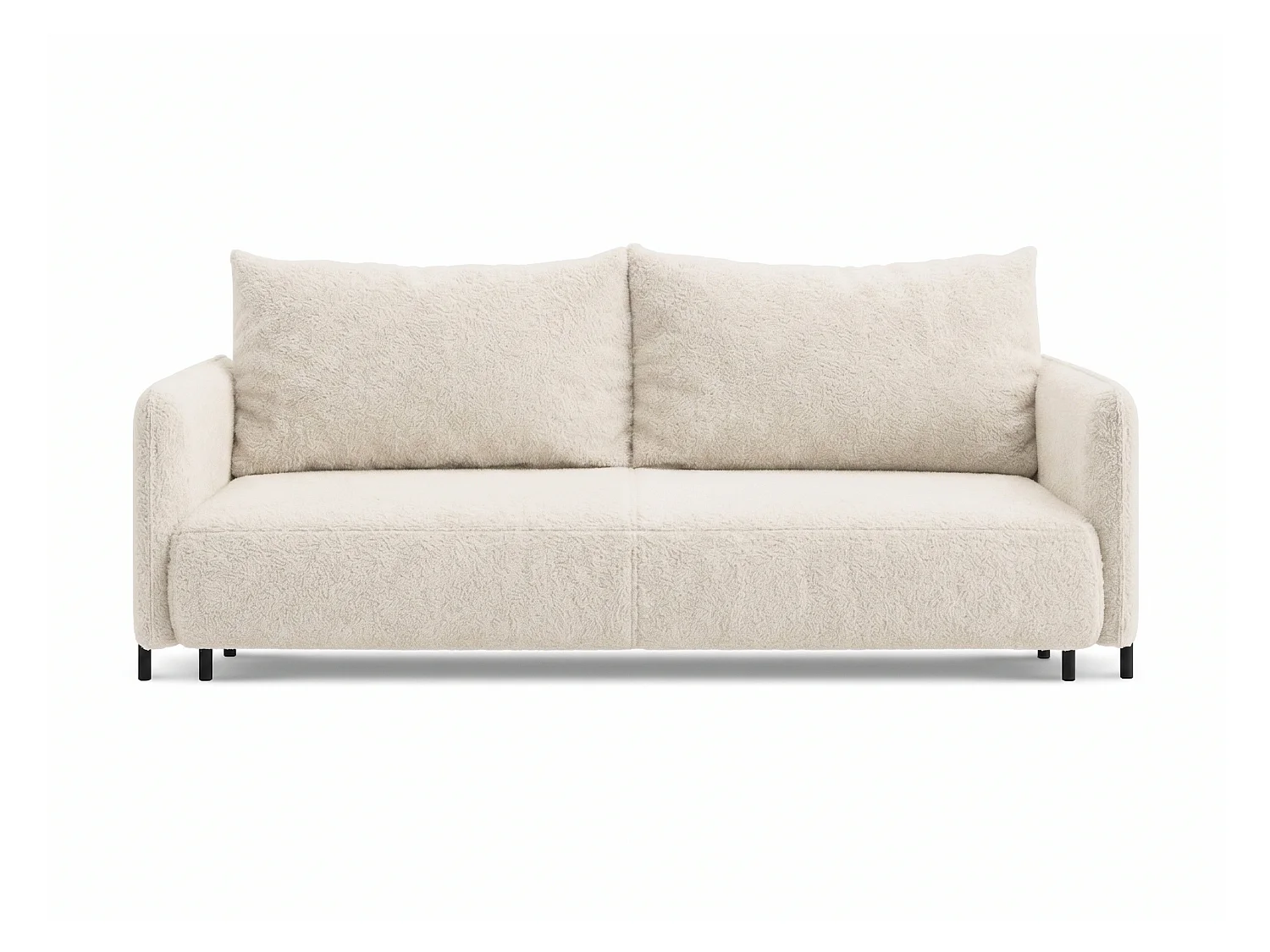 Canapé droit 3 places FONII convertible en tissu teddy bouclé - blanc