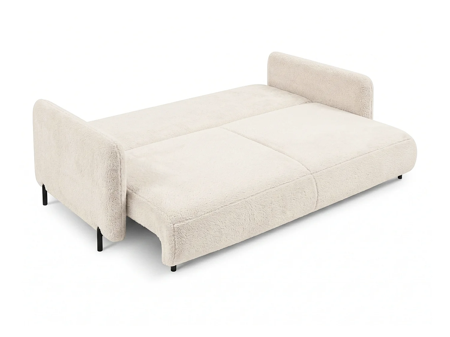 Canapé droit 3 places FONII convertible en tissu teddy bouclé - blanc