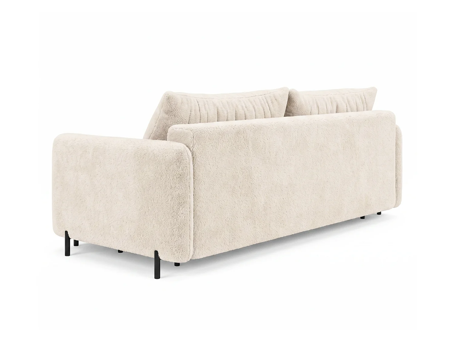 Canapé droit 3 places FONII convertible en tissu teddy bouclé - blanc