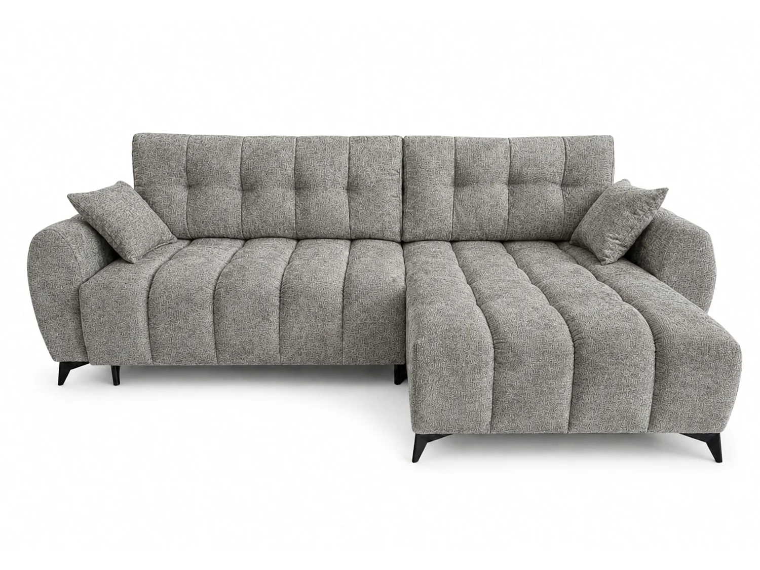 Canapé d'angle réversible 5 places CERVO XL convertible en tissu doux et délicat - gris