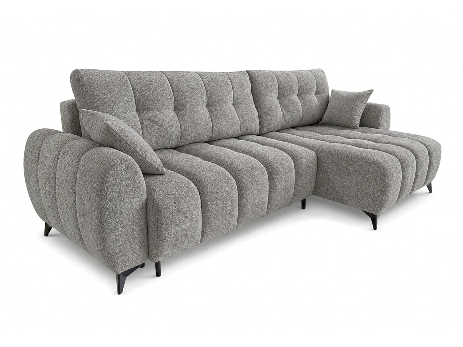 Canapé d'angle réversible 5 places CERVO XL convertible en tissu doux et délicat - gris
