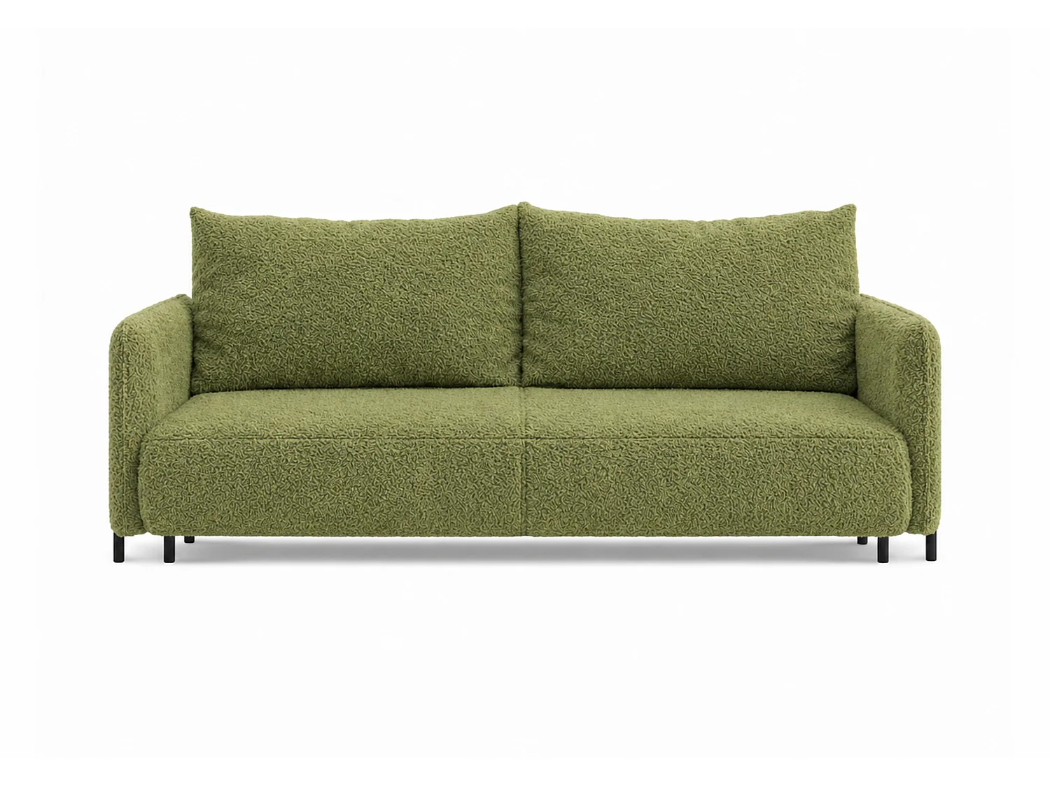 Canapé droit 3 places FONII convertible en tissu teddy bouclé - vert bouteille