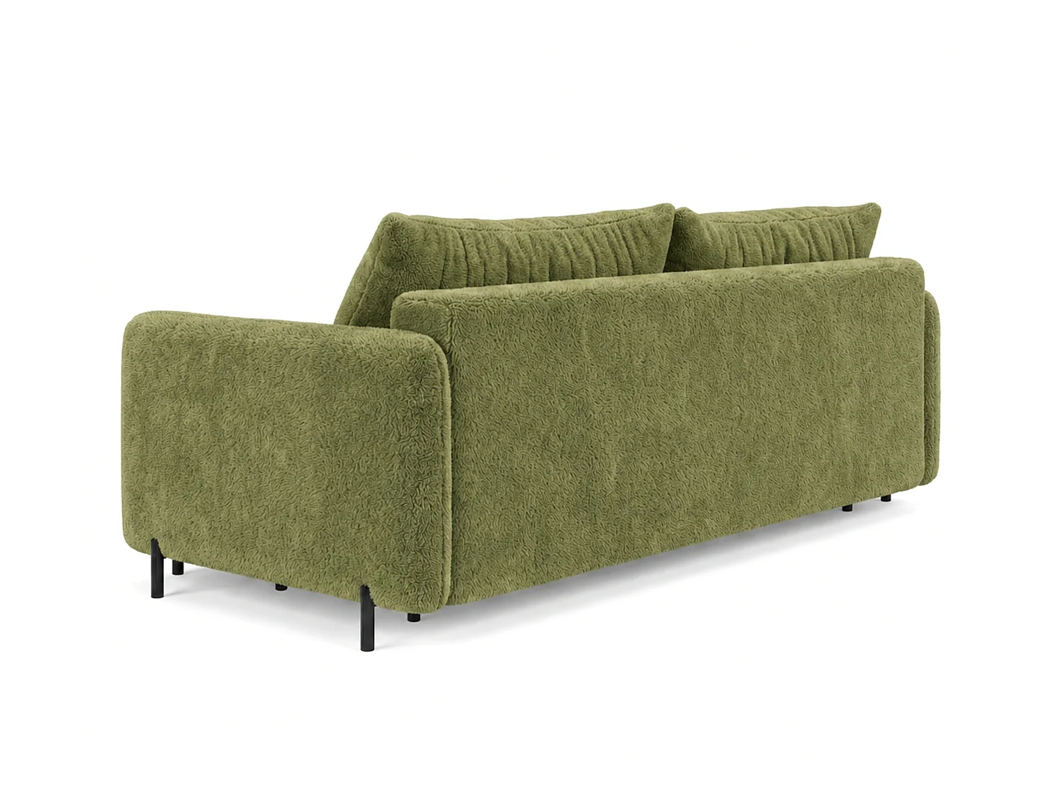 Canapé droit 3 places FONII convertible en tissu teddy bouclé - vert bouteille