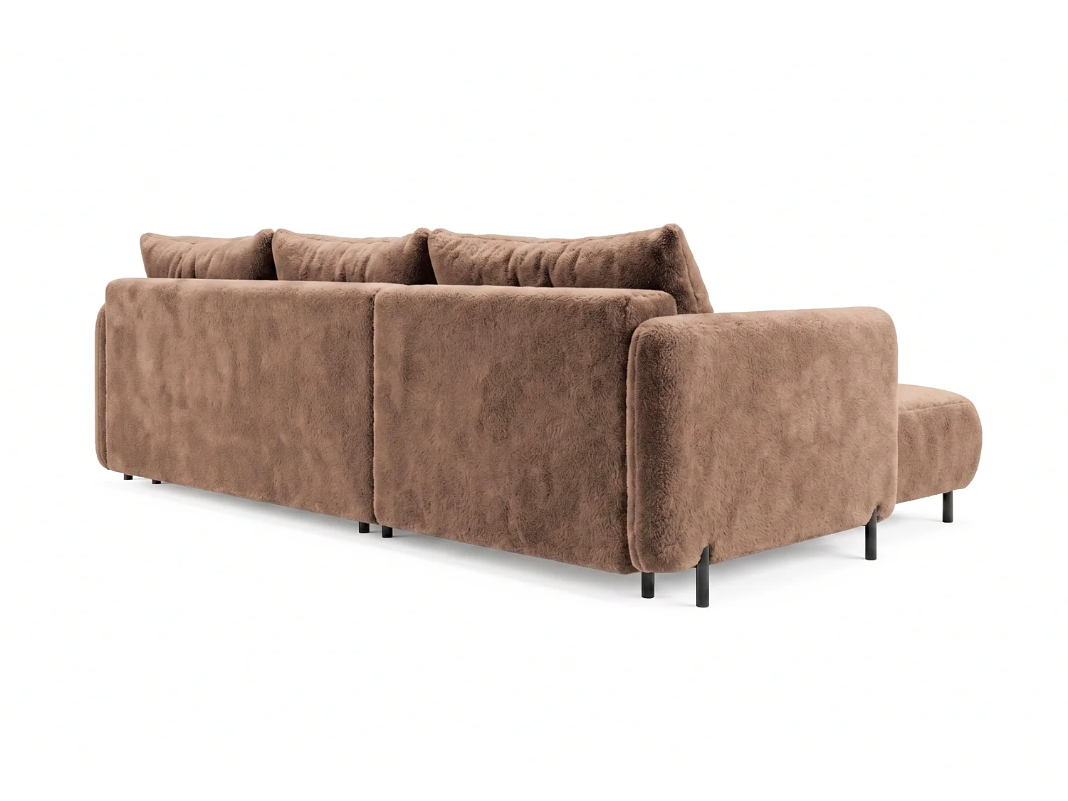 Canapé d'angle réversible 4 places FONII XL convertible en tissu teddy bouclé - brun