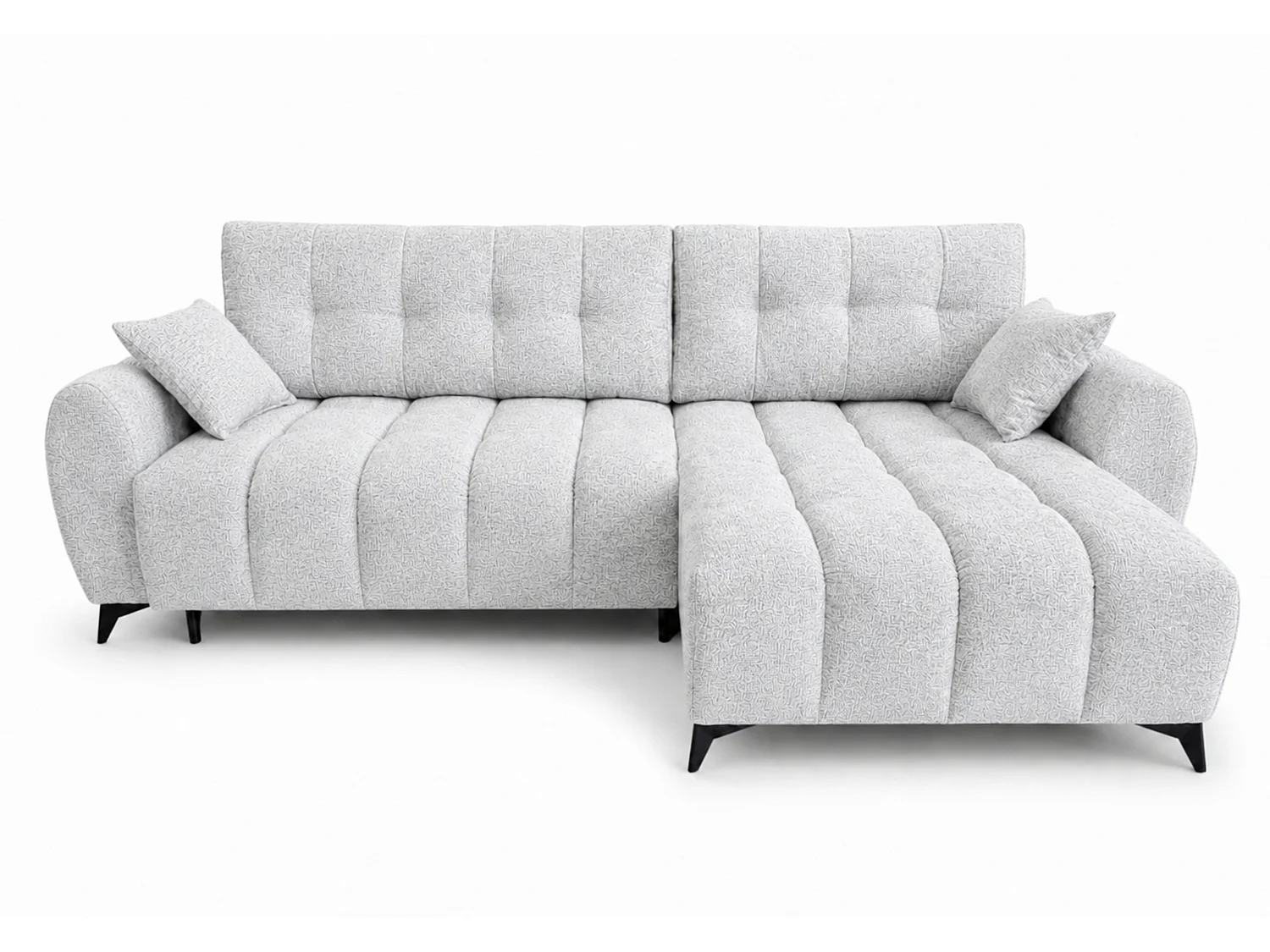 Canapé d'angle réversible 5 places CERVO XL convertible en tissu doux et délicat - gris clair