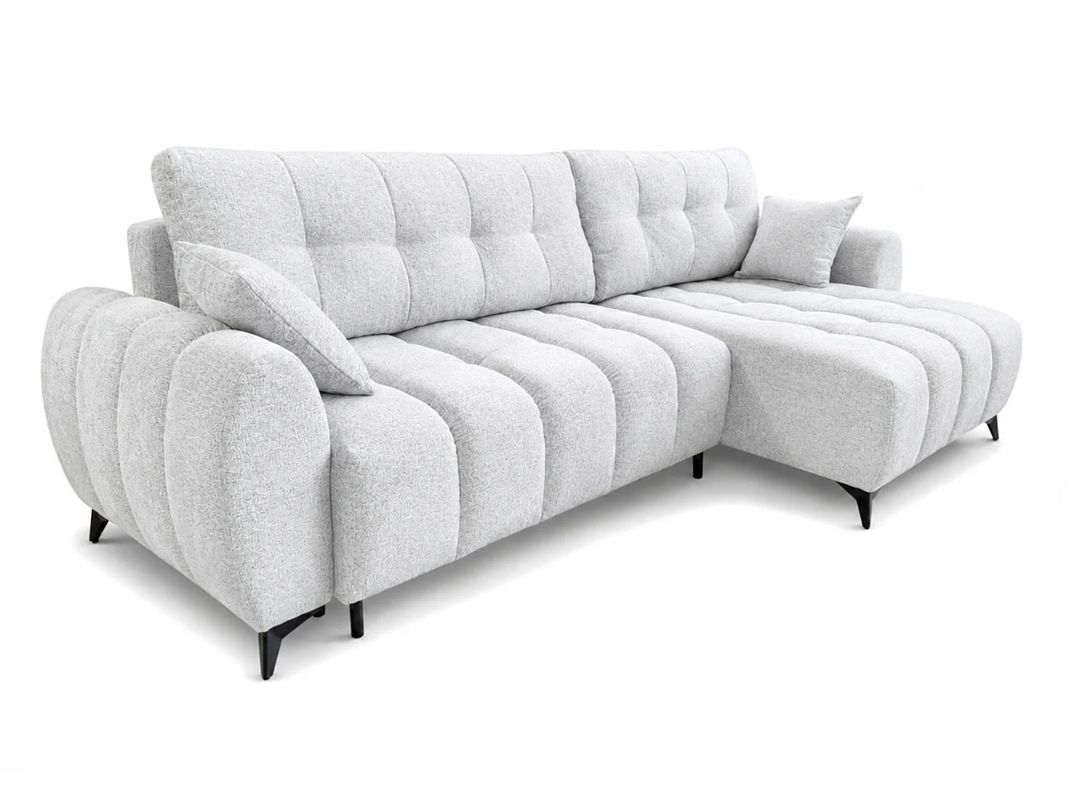 Canapé d'angle réversible 5 places CERVO XL convertible en tissu doux et délicat - gris clair