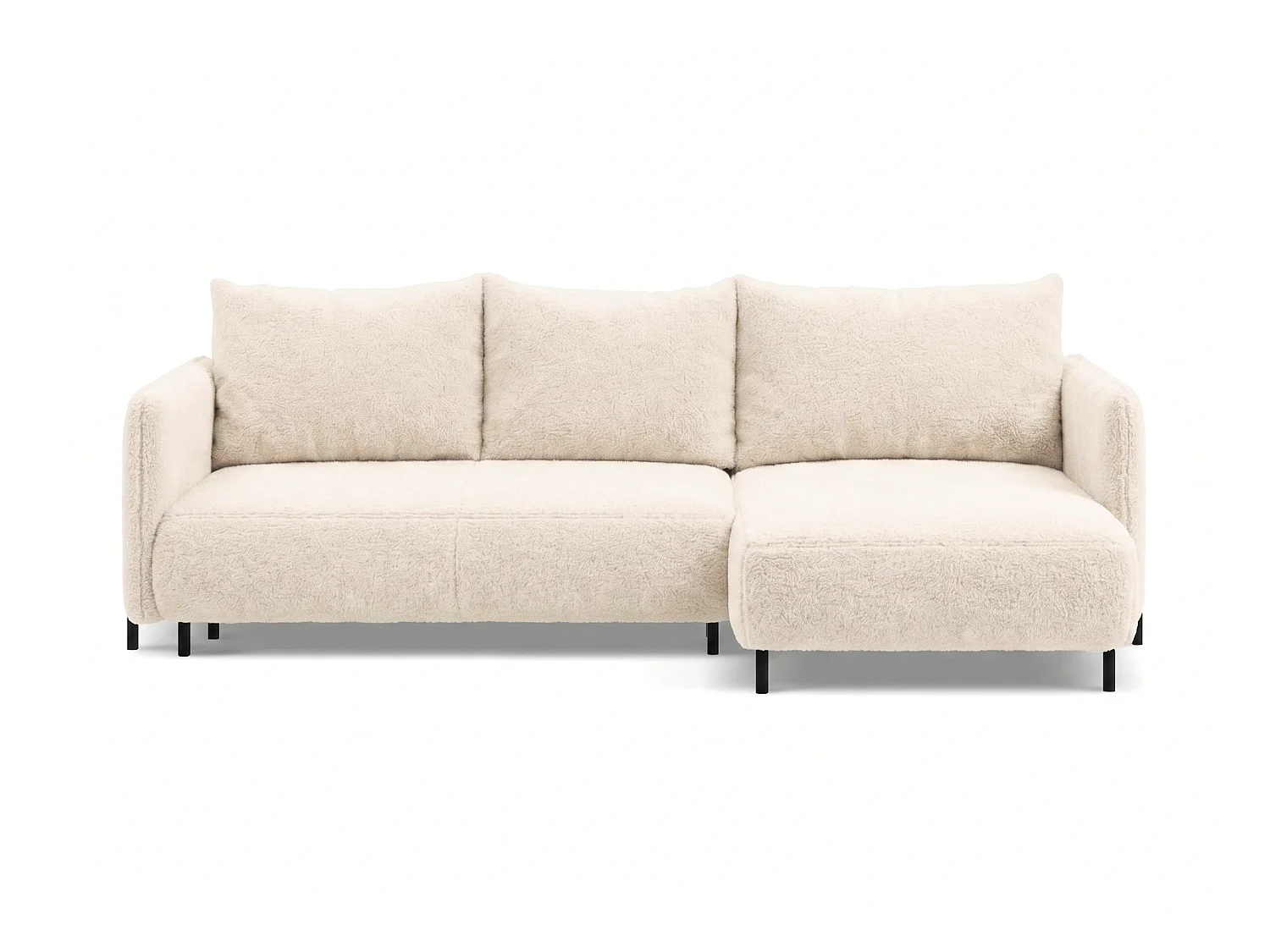 Canapé d'angle réversible 4 places FONII XL convertible en tissu teddy bouclé - blanc