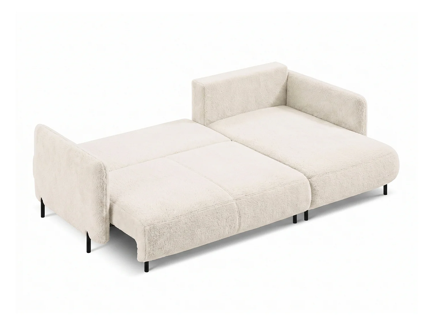 Canapé d'angle réversible 4 places FONII XL convertible en tissu teddy bouclé - blanc
