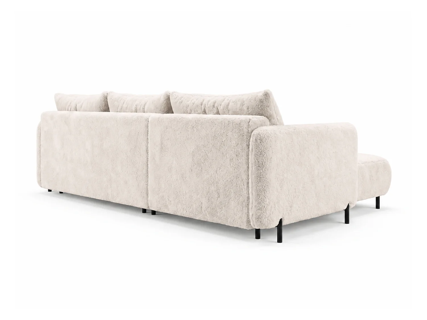 Canapé d'angle réversible 4 places FONII XL convertible en tissu teddy bouclé - blanc
